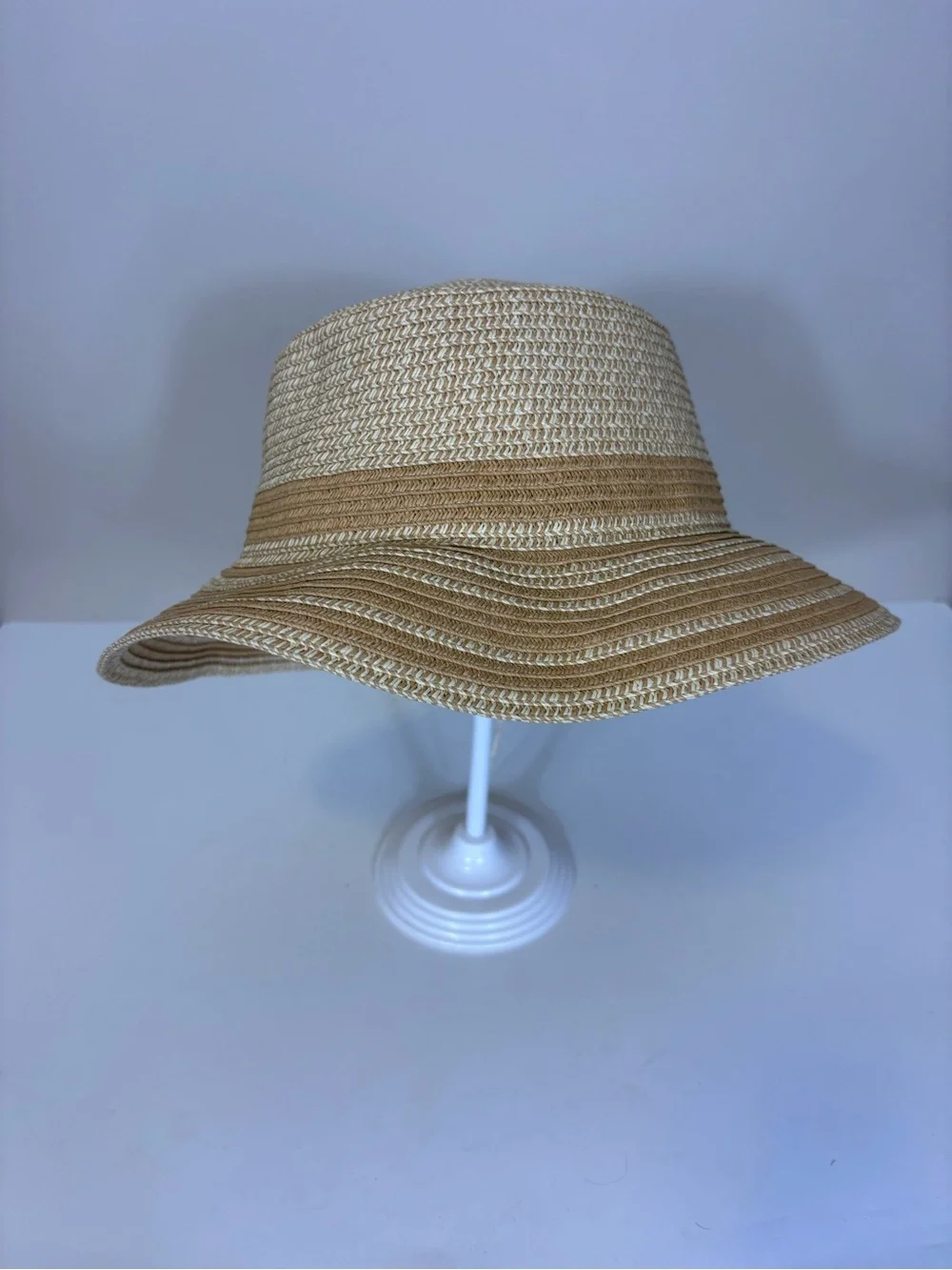 Sol and Mer Women’s Two-Tone Straw Sun Hat in Tan and Natural